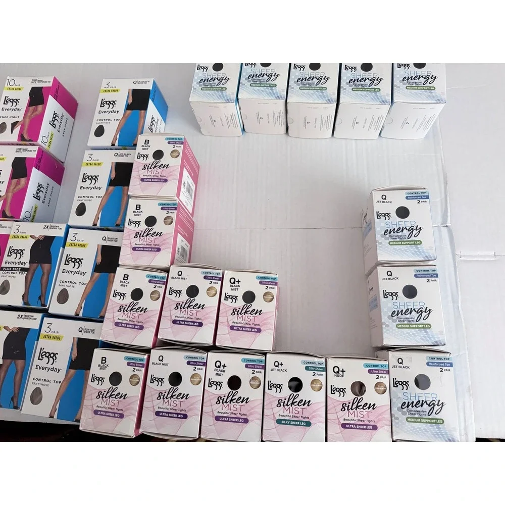 32pc L'eggs Hosiery Lot Sheer Energy Silken Mist Everyday Pantyhose Knee Highs